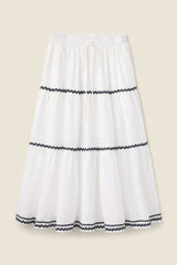 Makena "B" Skirt White With Ric Rac