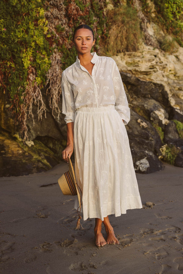 Sara "B" Henley Shirt Stitched Posy