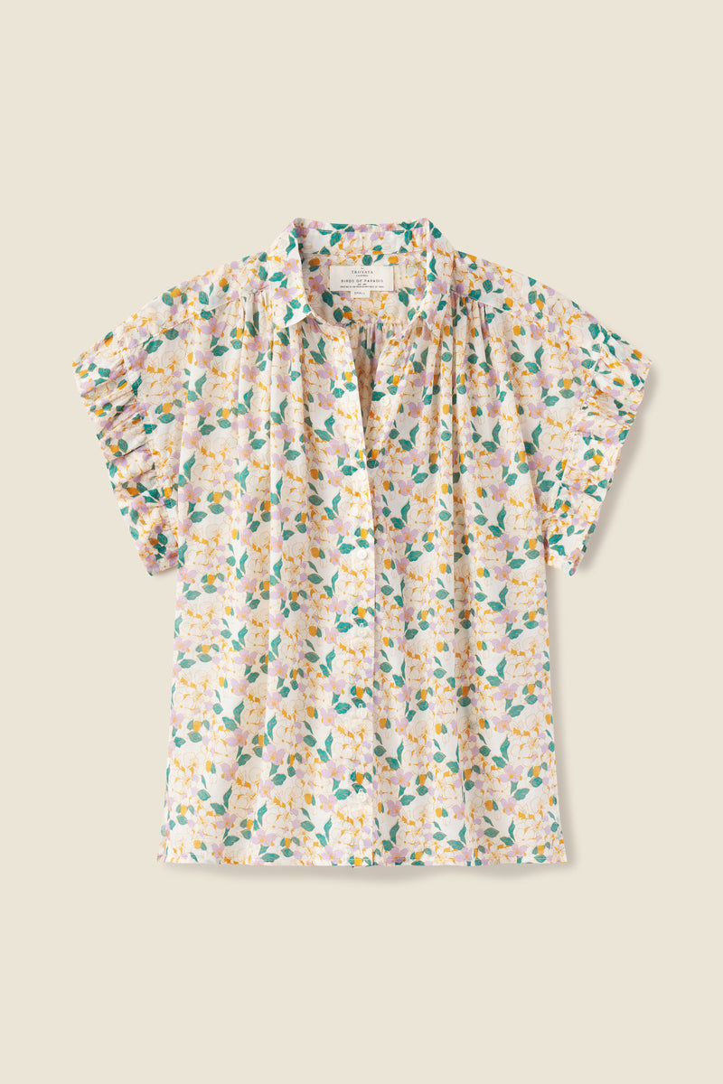 Marianne "B" Ruffle Sleeve Shirt Lattice Vine