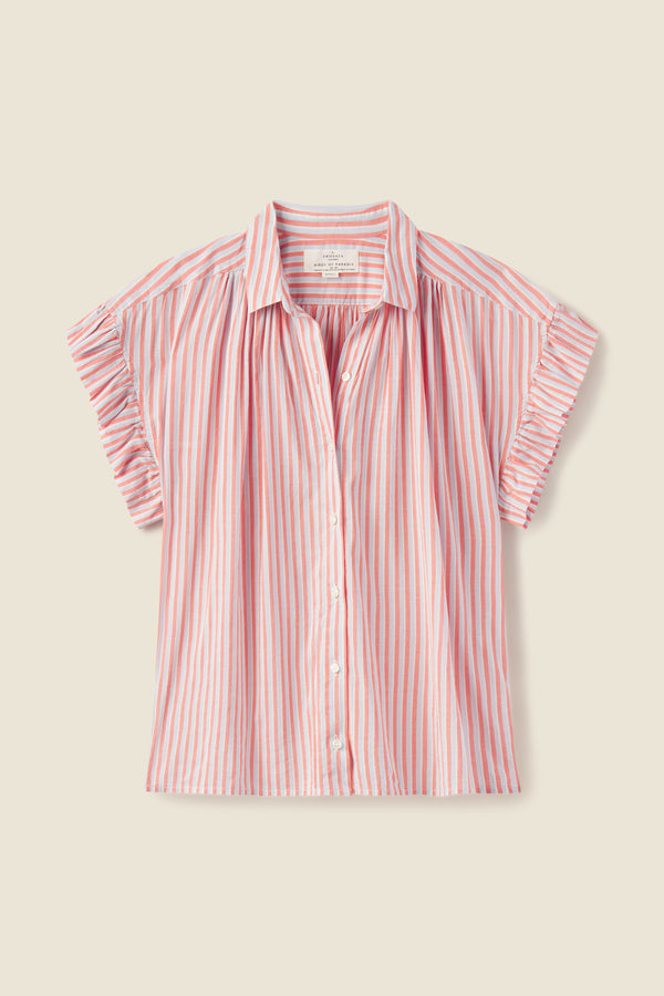 Marianne "B" Ruffle Sleeve Shirt Homage Stripe