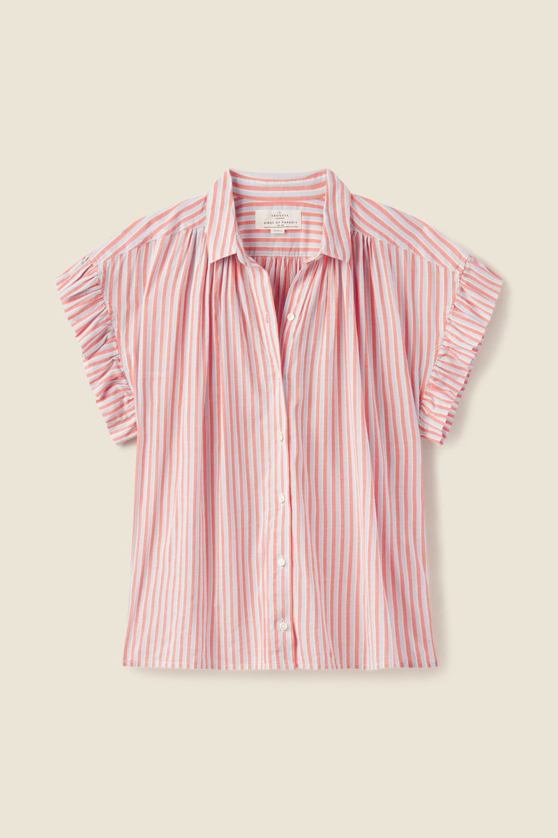 Marianne "B" Ruffle Sleeve Shirt Homage Stripe
