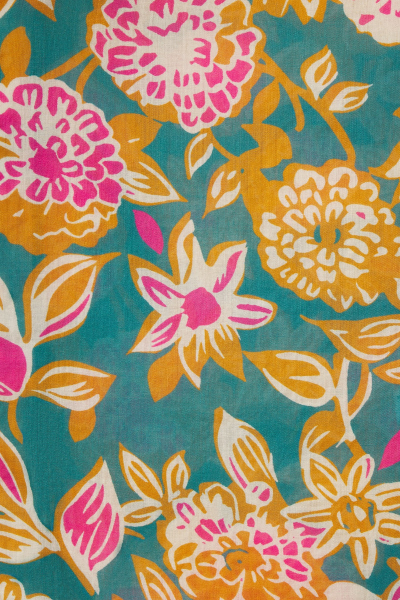 Carla Highneck Shirt Teal Dahlia