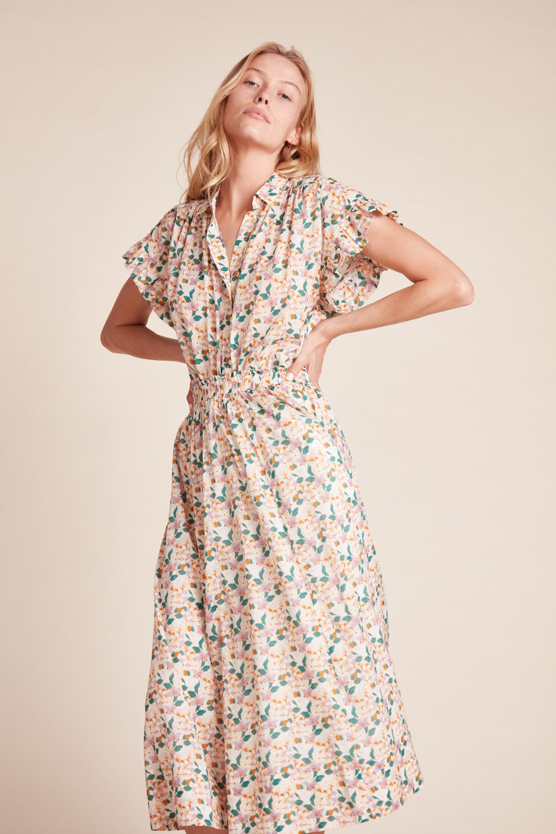 Marianne "B" Ruffle Sleeve Shirt Lattice Vine