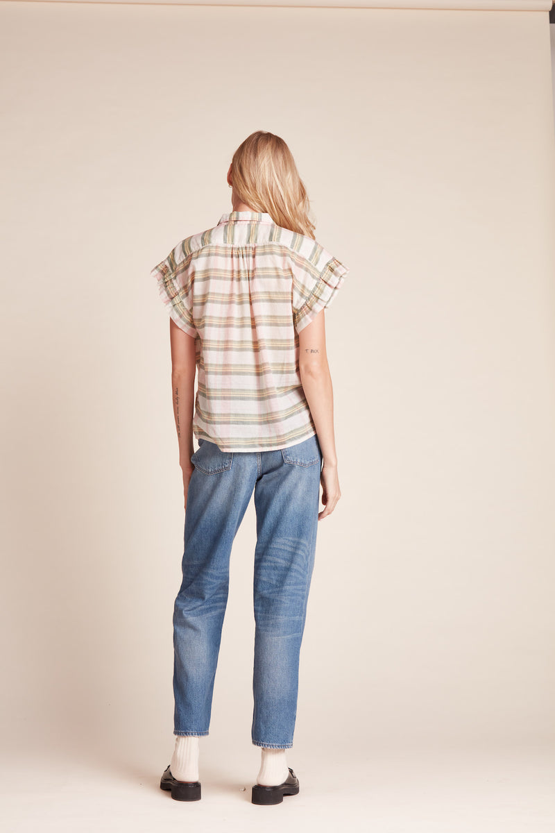 Marianne "B" Ruffle Sleeve Shirt Pomelo Plaid