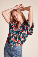 Clover Blouse Pink Hibiscus