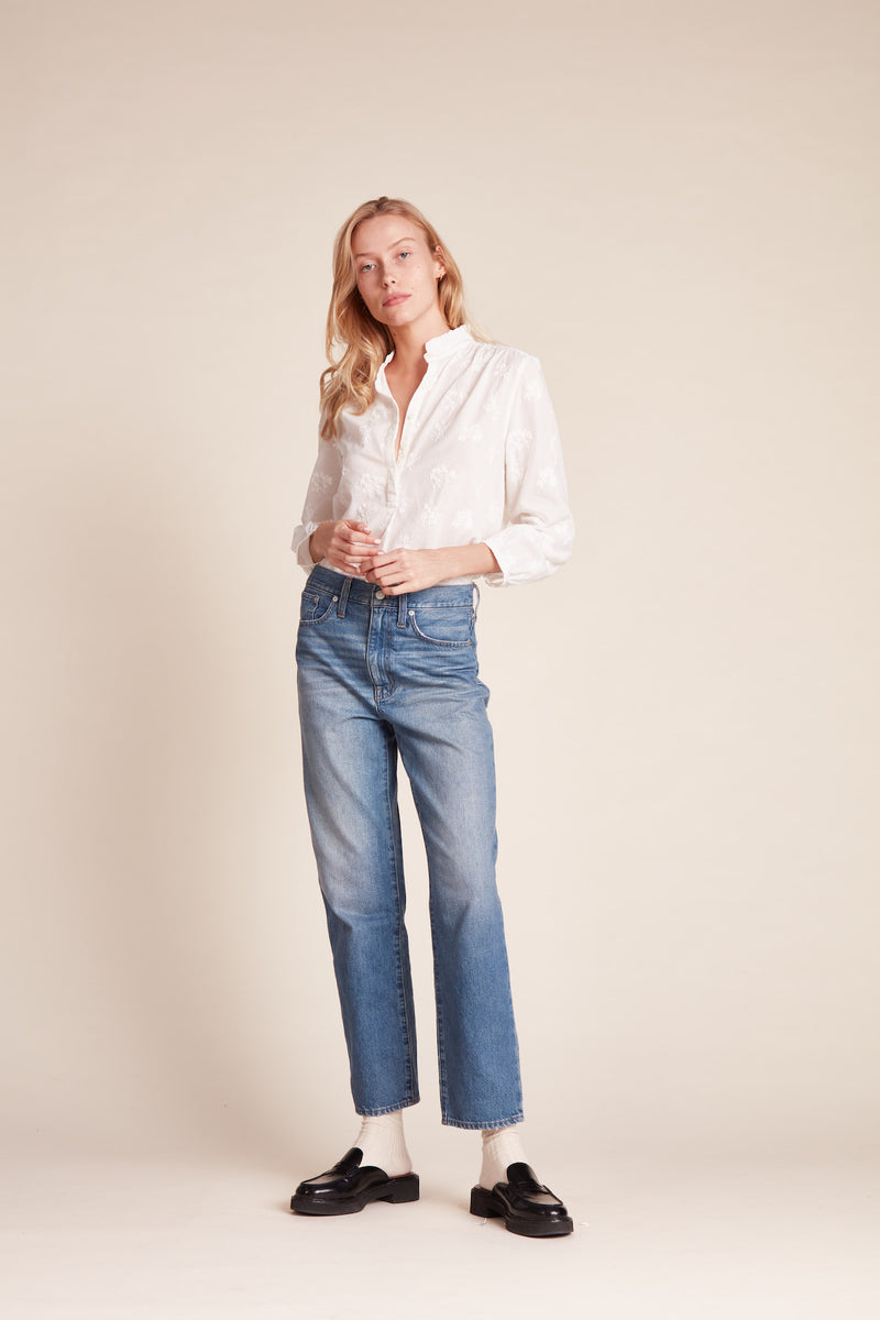 Sara "B" Henley Shirt Stitched Posy