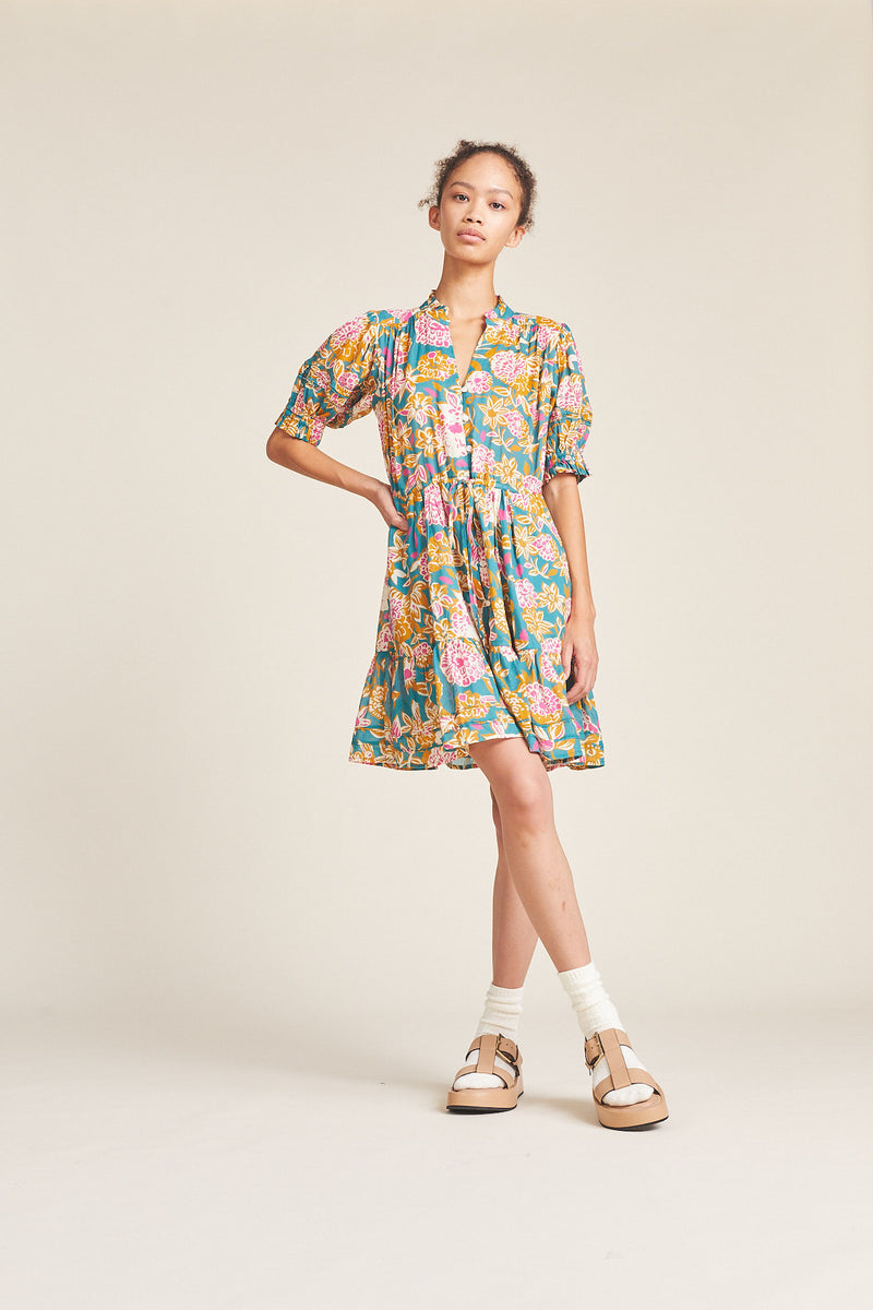 Phoebe Dress Teal Dahlia