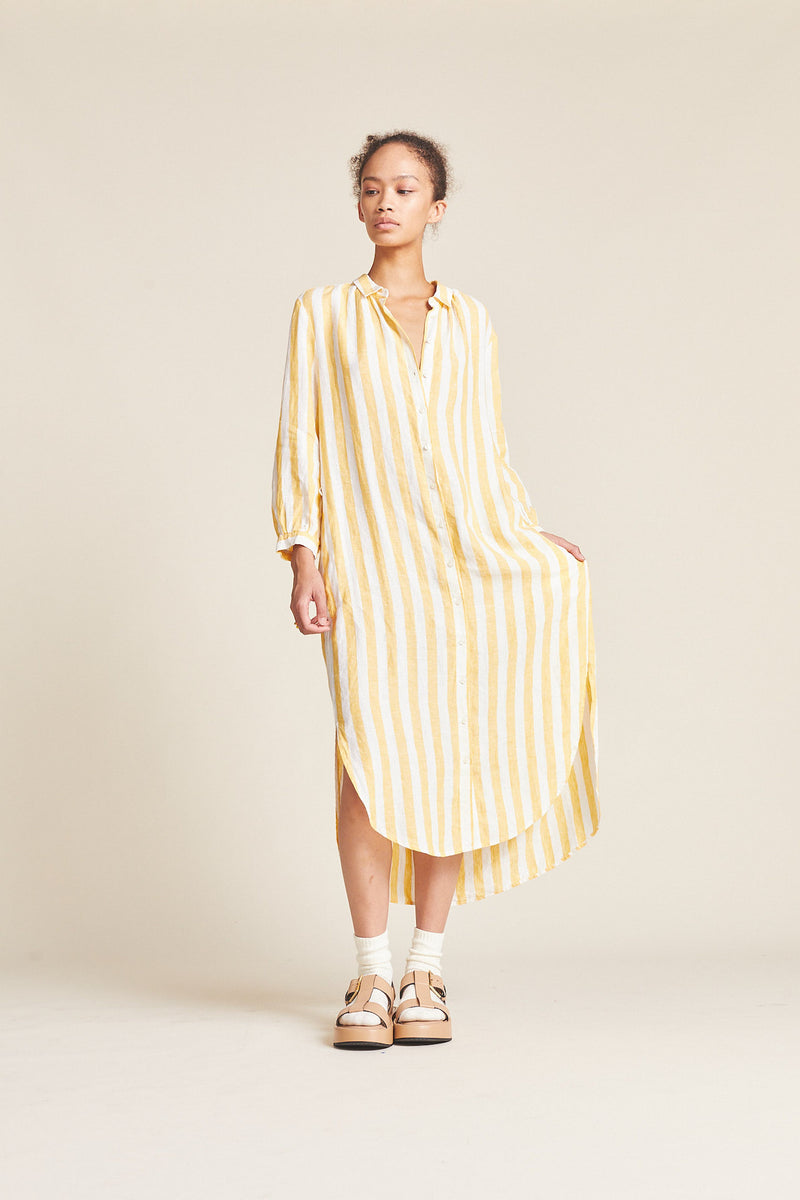 Joni Dress Yellow Awning Stripe