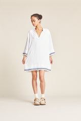 Lucca Shift Dress White W/ Ric Rac