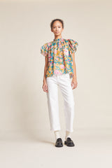 Carla Highneck Shirt Teal Dahlia