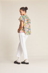 Carla Highneck Shirt Teal Dahlia