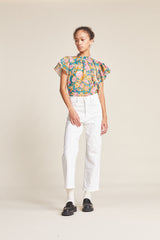 Carla Highneck Shirt Teal Dahlia