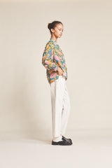 Quincy Blouse Teal Dahlia