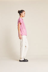 Marianne "B" Ruffle Sleeve Shirt Raspberry Check