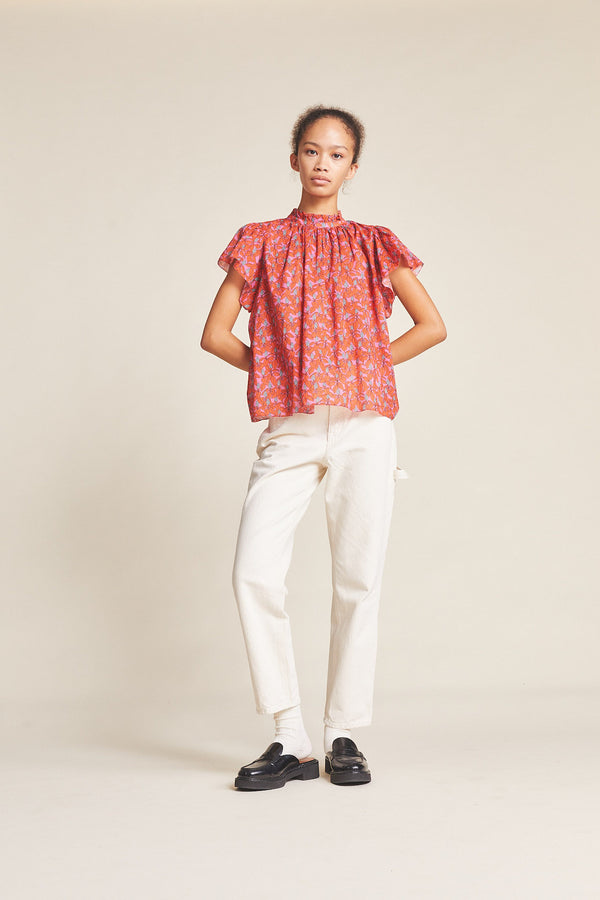 Carla Highneck Shirt Poinsettia