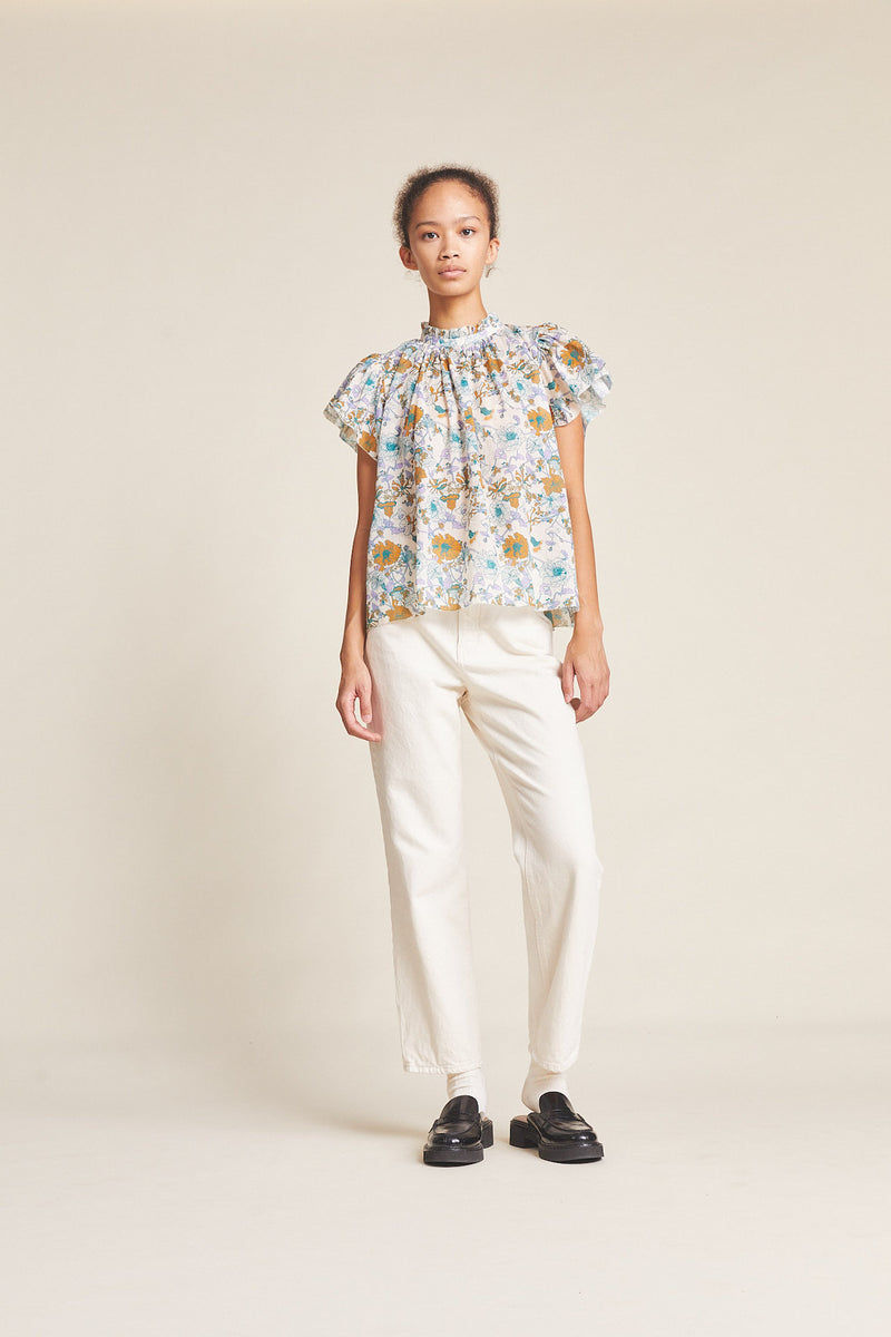 Carla Highneck Shirt Violet Tendril