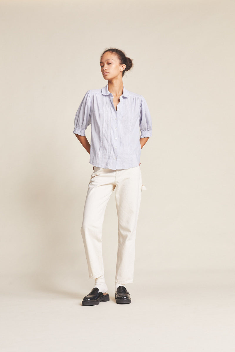 Gemma Blouse Navy Micro Stripe