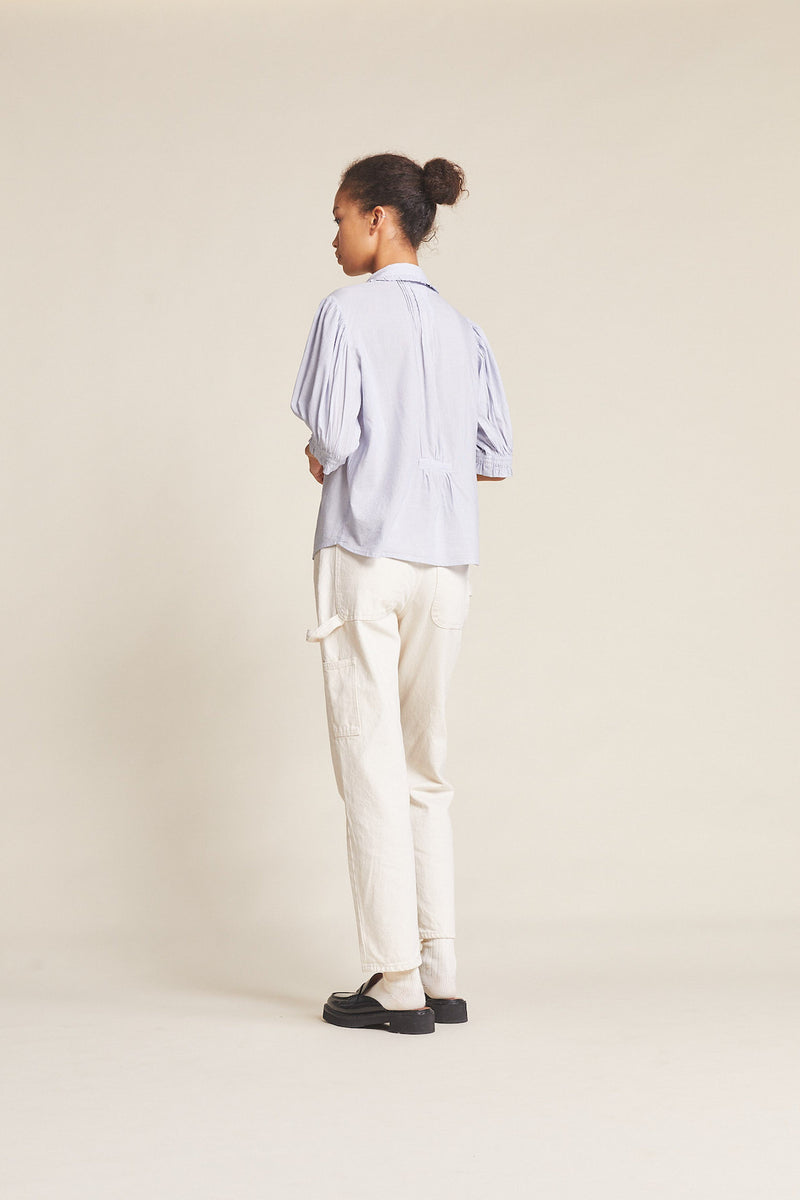 Gemma Blouse Navy Micro Stripe