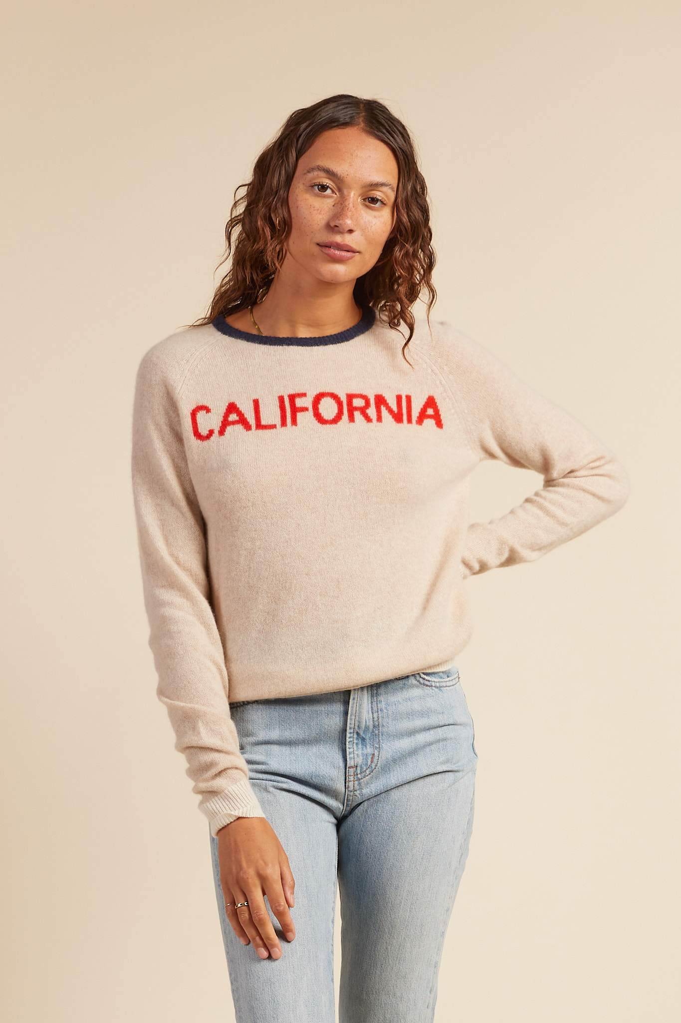 Renee Cashmere Crewneck Wheat California